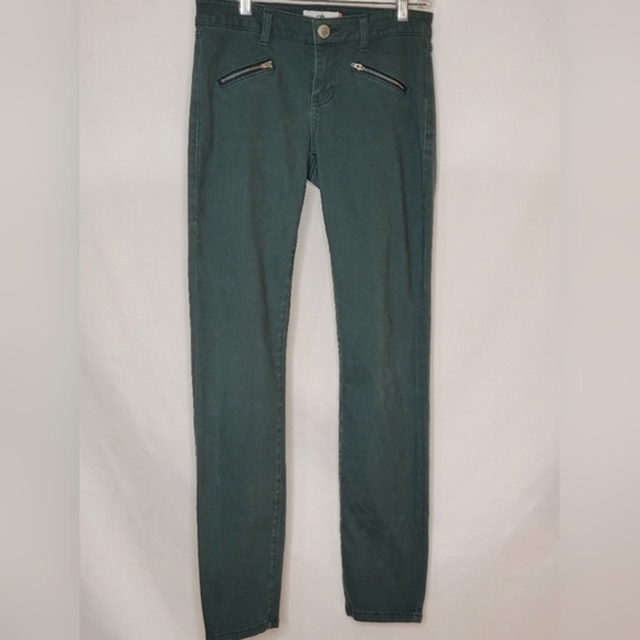 CAbi Hunter Green Zip Skinny Moto Stretch Denim Jeans #3388 - Size 4 - Picture 3 of 11